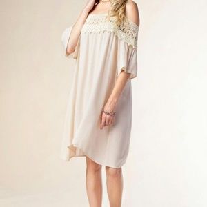 KORI AMERICA COLD SHOULDER DRESS, IVORY, MED, NWT
